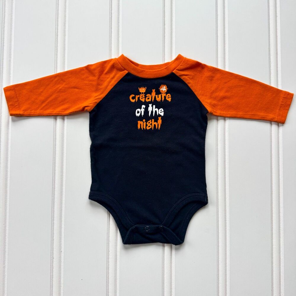 4/$10 - Okie Dokie "Creature of the Night" Halloween Baby Long Sleeve Onesie